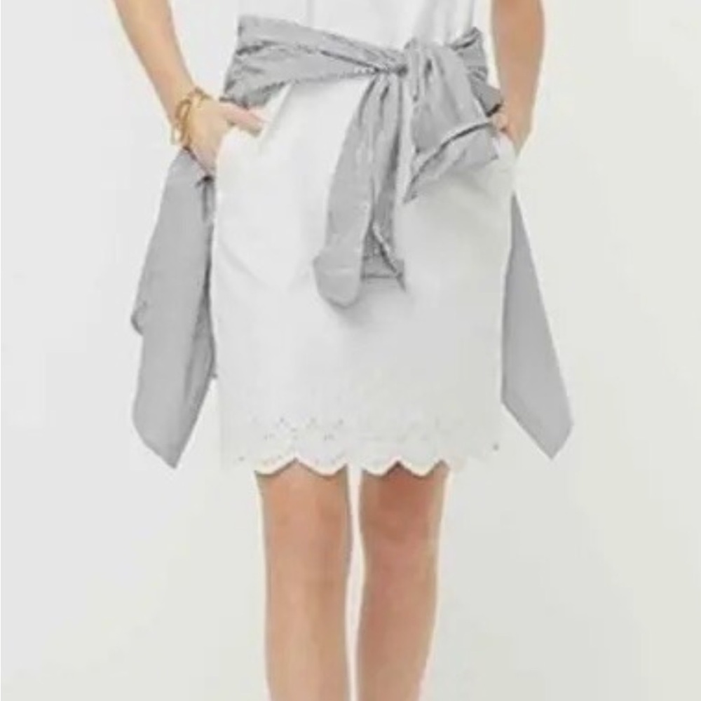 J. Crew White Buttoned dress with eyelet trim